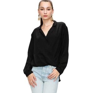 Laurie Top Black Solid Long Sleeves